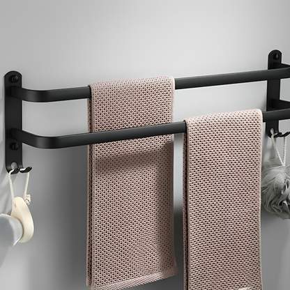 Towel Holder with Hooks - DrySpace-2 rods-40 cm-The Livary