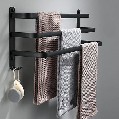 Towel Holder with Hooks - DrySpace-3 rods-40 cm-The Livary