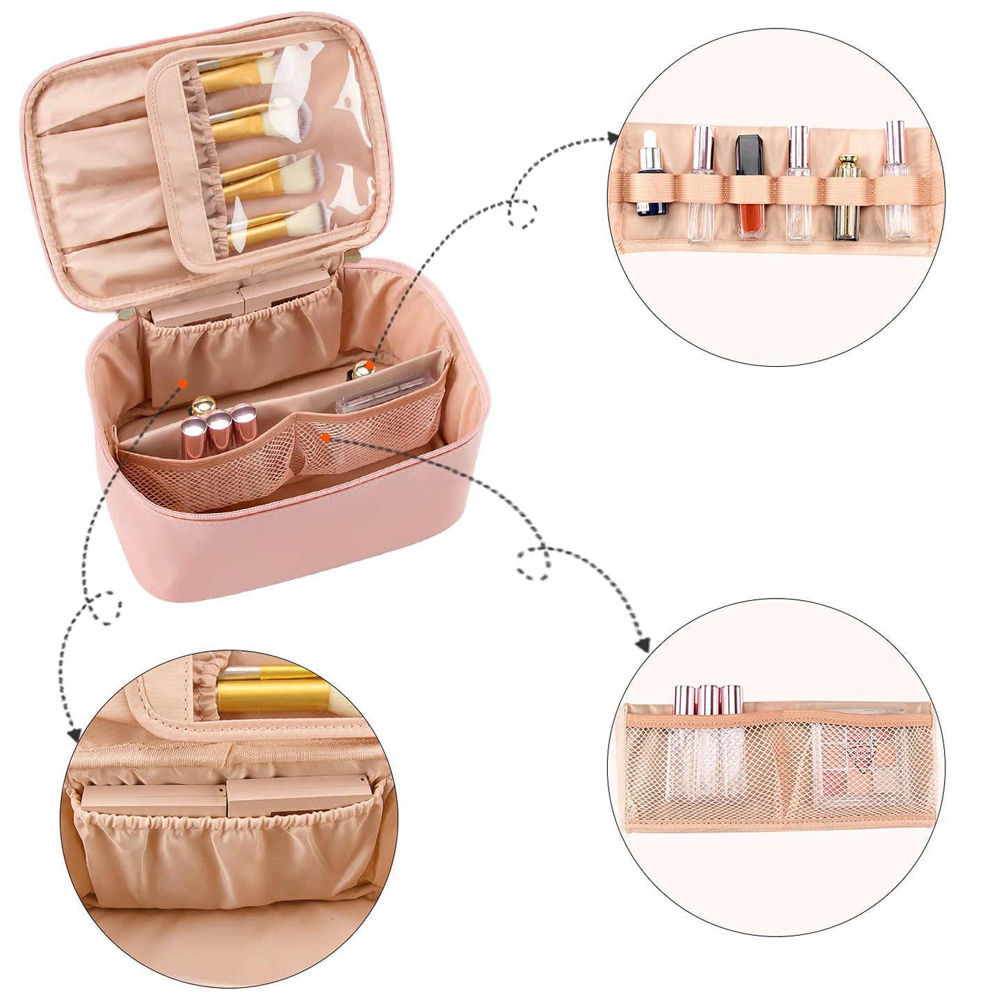 Travel-friendly Make-up Organizer with Dividers-Black-Nora Luxe