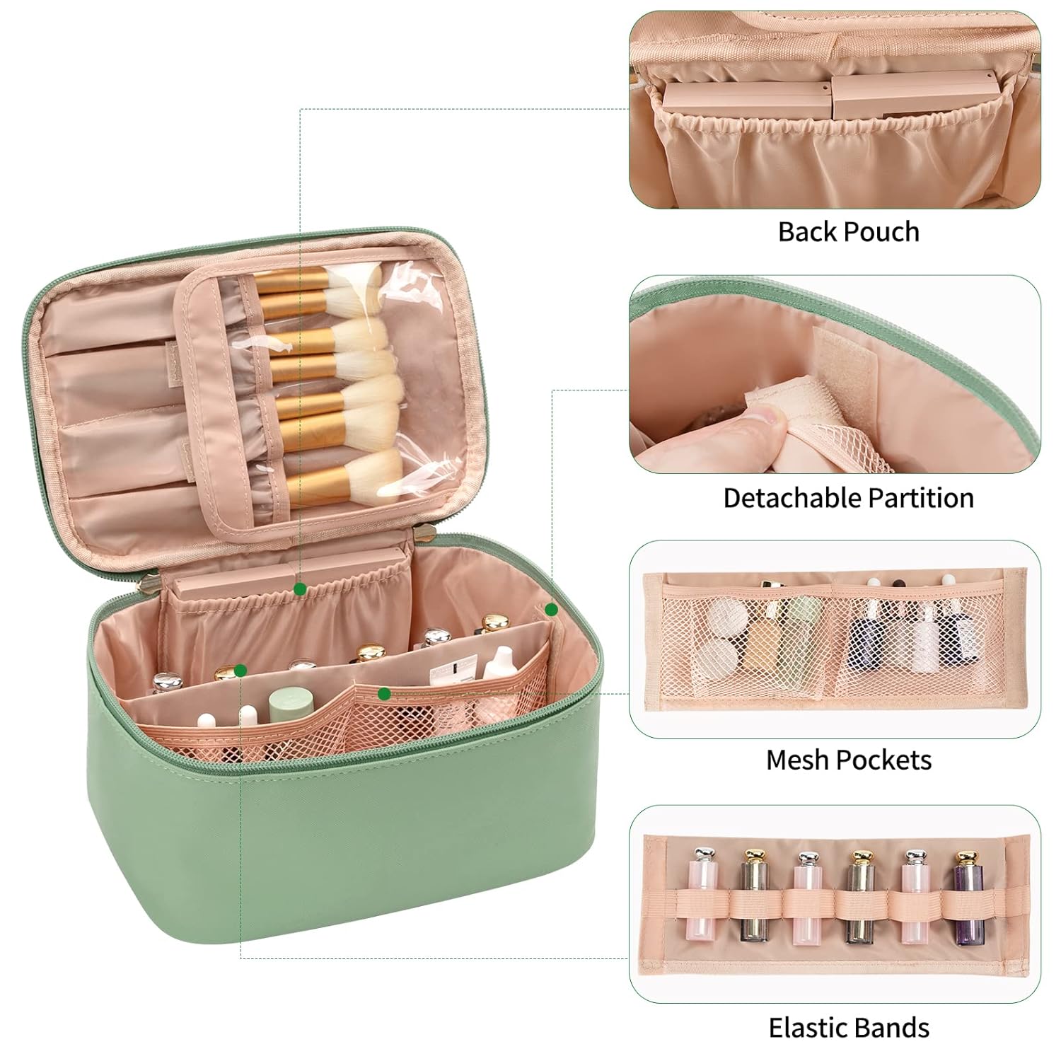 Travel-friendly Make-up Organizer with Dividers-Black-Nora Luxe