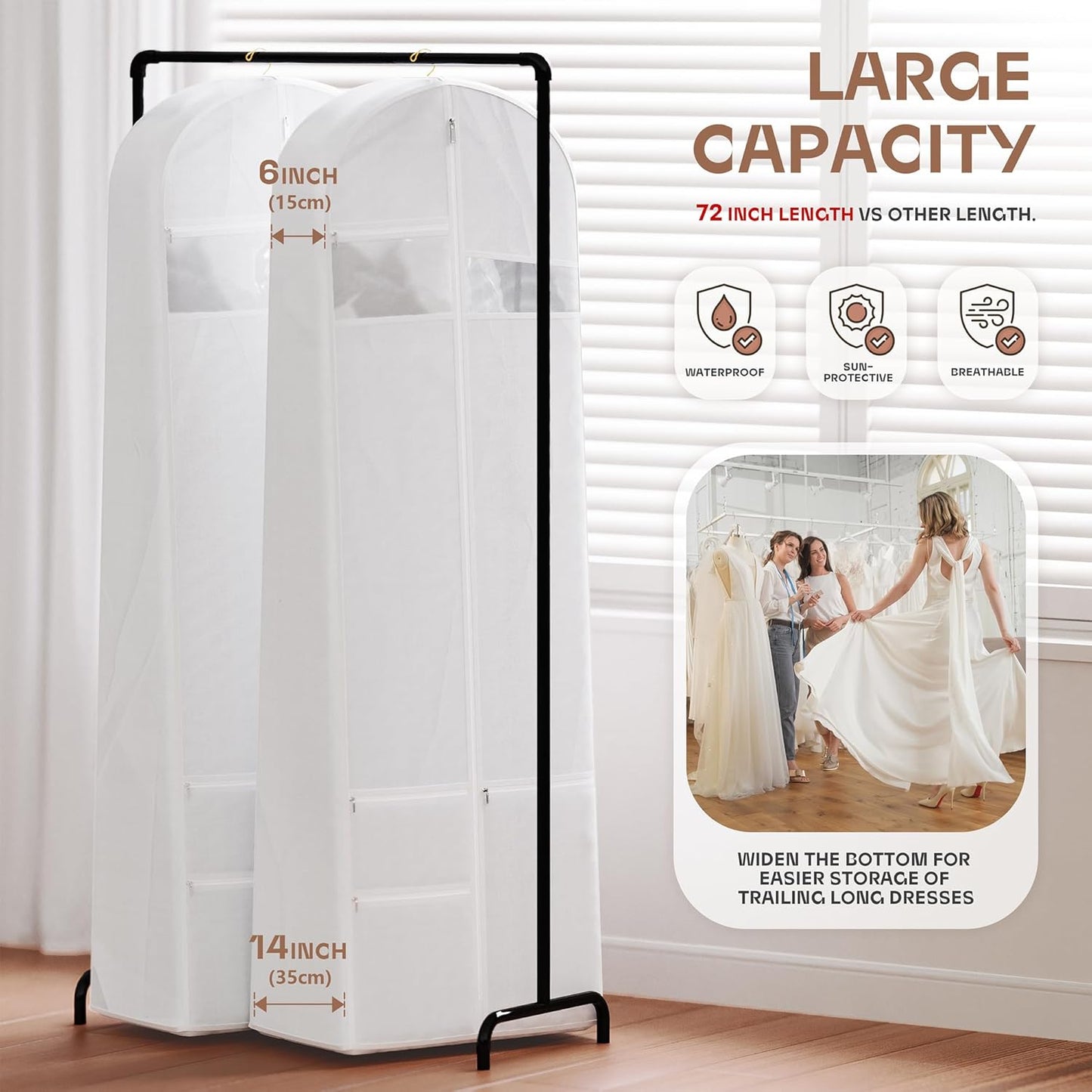 Heavy-Duty Travel Garment Bag with Clear Window & Accessory Pockets