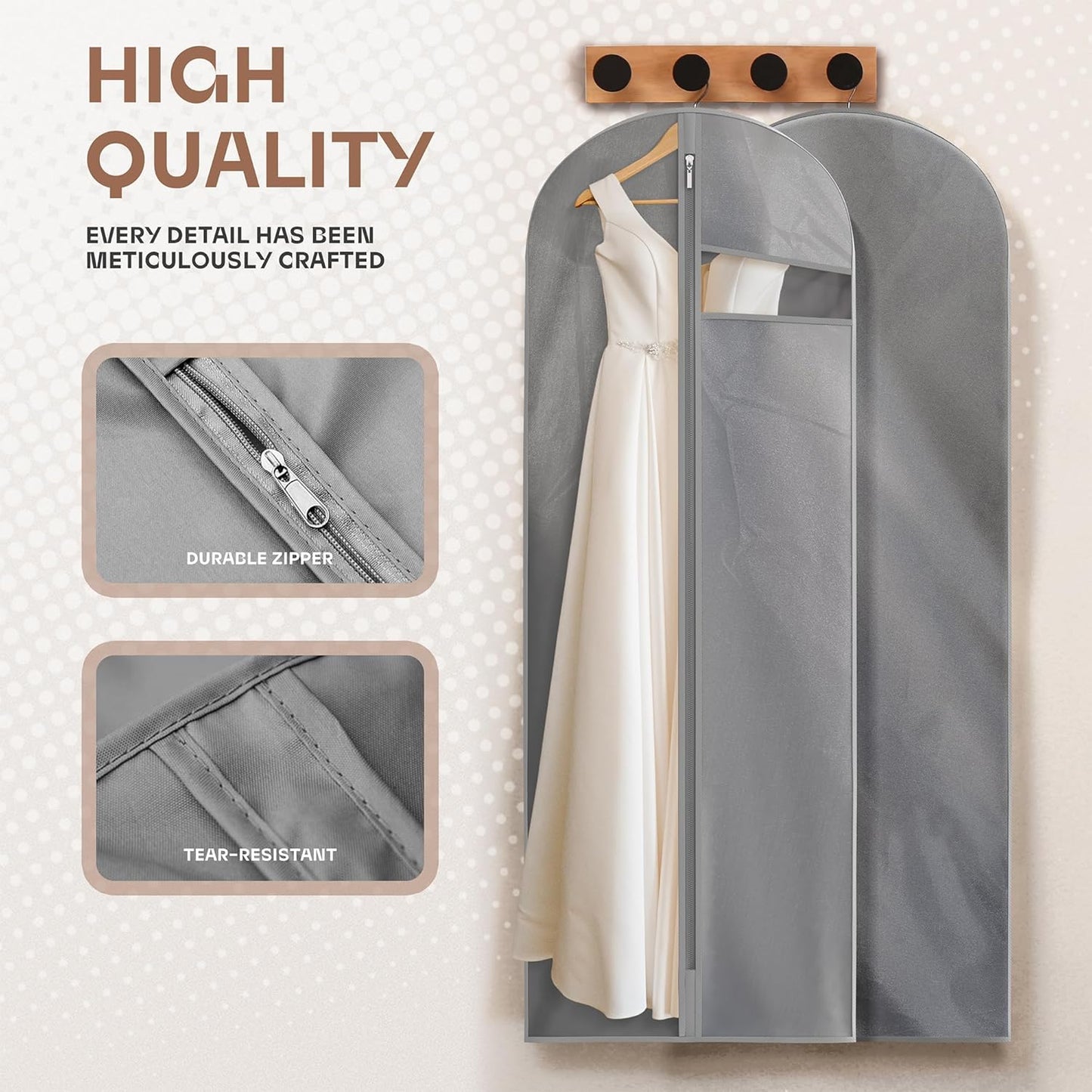 Heavy-Duty Travel Garment Bag with Clear Window & Accessory Pockets