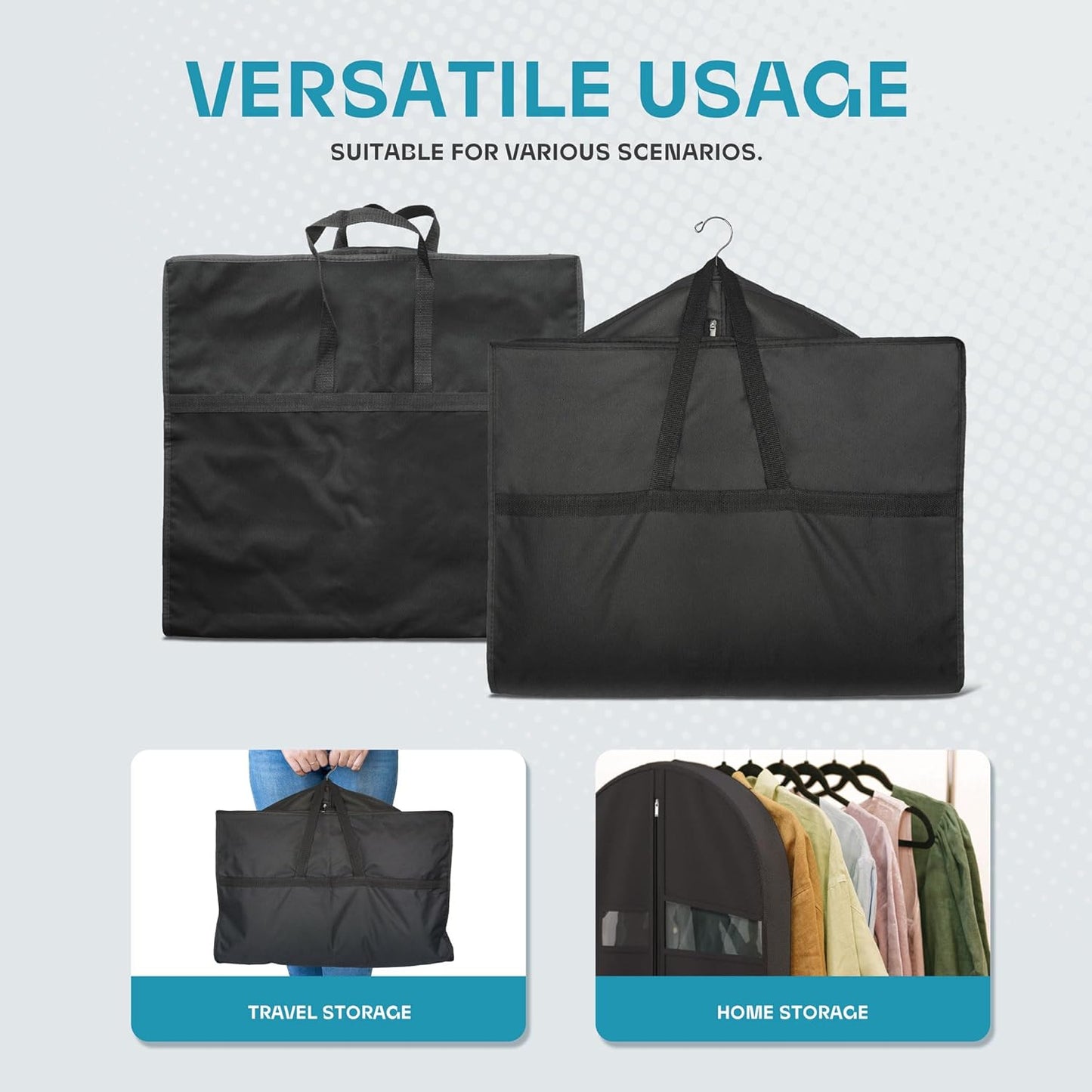 Heavy-Duty Travel Garment Bag with Clear Window & Accessory Pockets