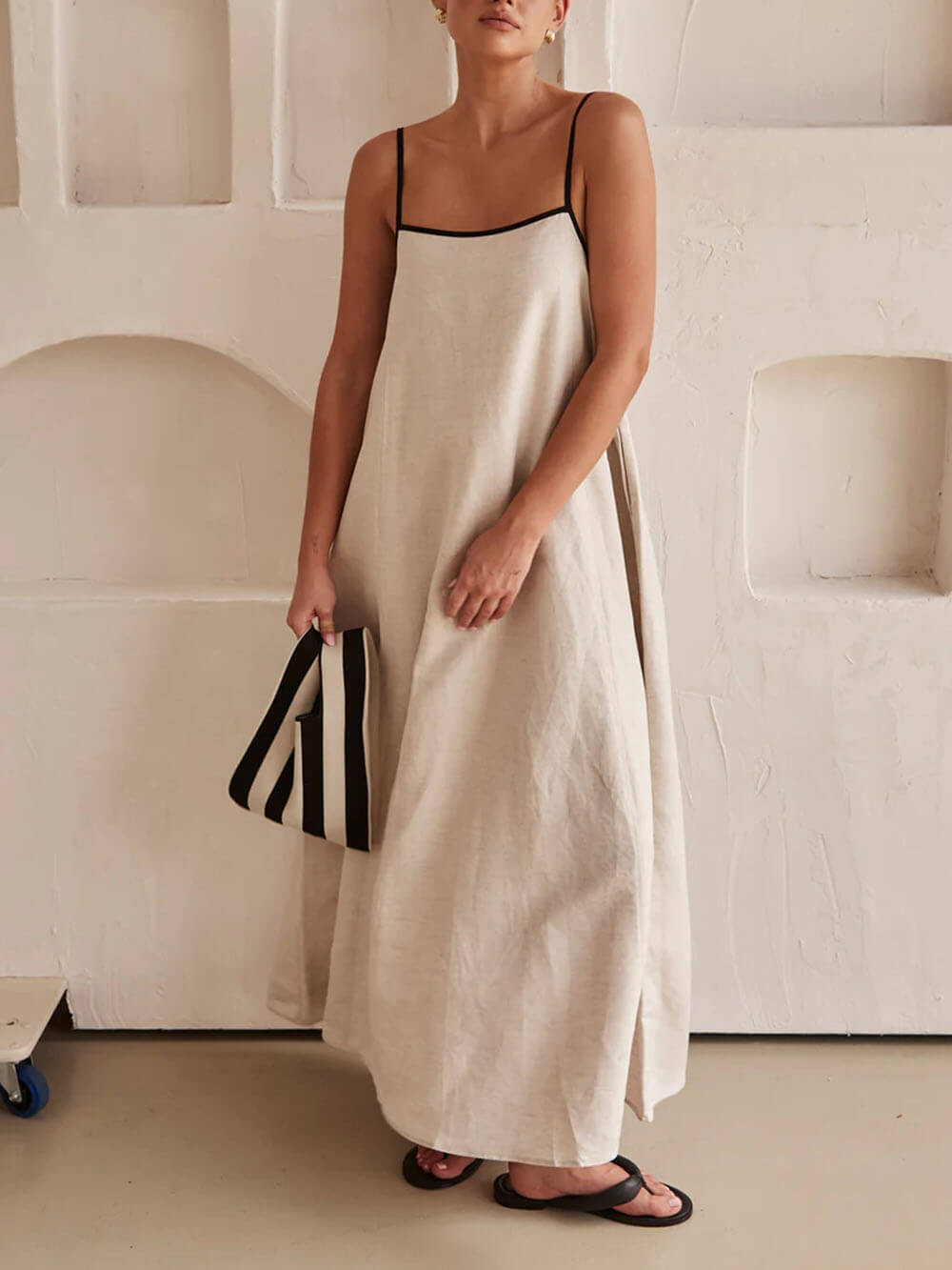 Trendy A-line Strappy Dress with Contrast Design for Holidays – Zoey-S-Nora Luxe