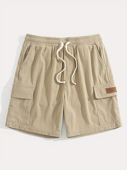 Trendy Beige Corduroy Cargo Summer Trousers – Tobias-S-State of Style