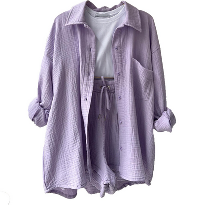 Trendy Cotton Summer Suit Ladies – Faylin-Green-S-The Livary