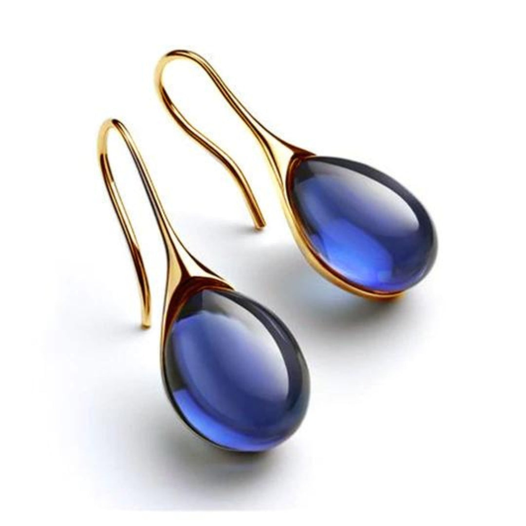 Trendy Crystal Drop Earrings - Celestina-Blue-Nora Luxe
