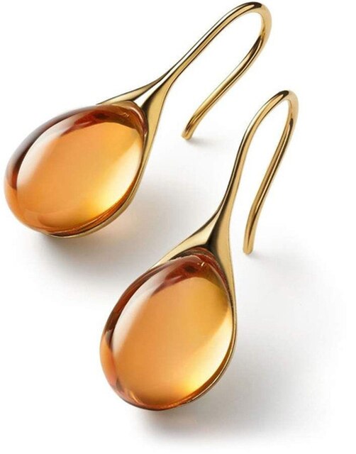 Trendy Crystal Drop Earrings - Celestina-Orange-Nora Luxe