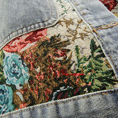 Trendy Flower Denim Jacket for Women - Amaline-Dark blue-XS-Nora Luxe