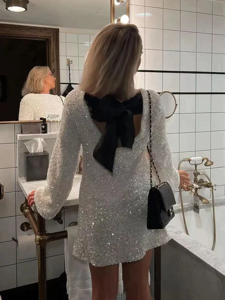 Trendy Glitter Midi Dress - Stella-White-XS-Nora Luxe