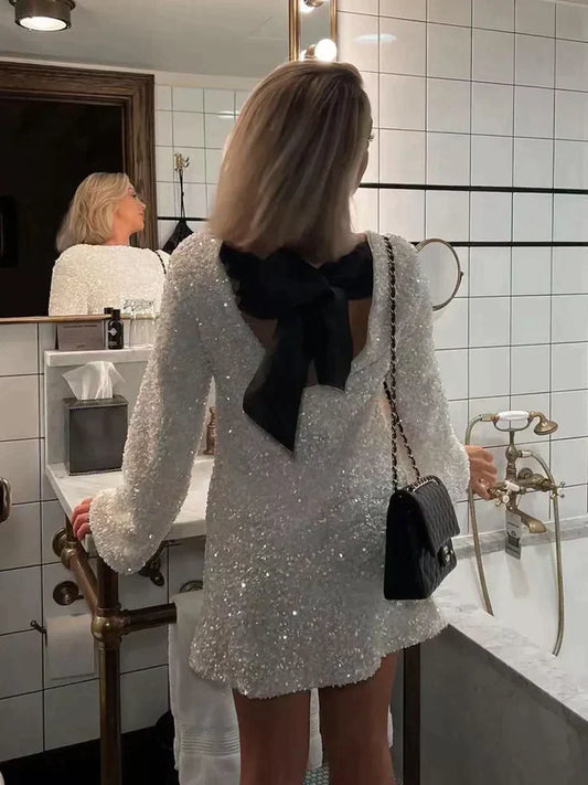 Trendy Glitter Midi Dress - Stella-White-XS-Nora Luxe