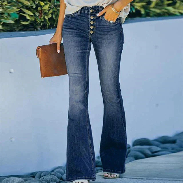 Trendy High-Waisted Denim Trousers - Mila-Blue-S-Nora Luxe