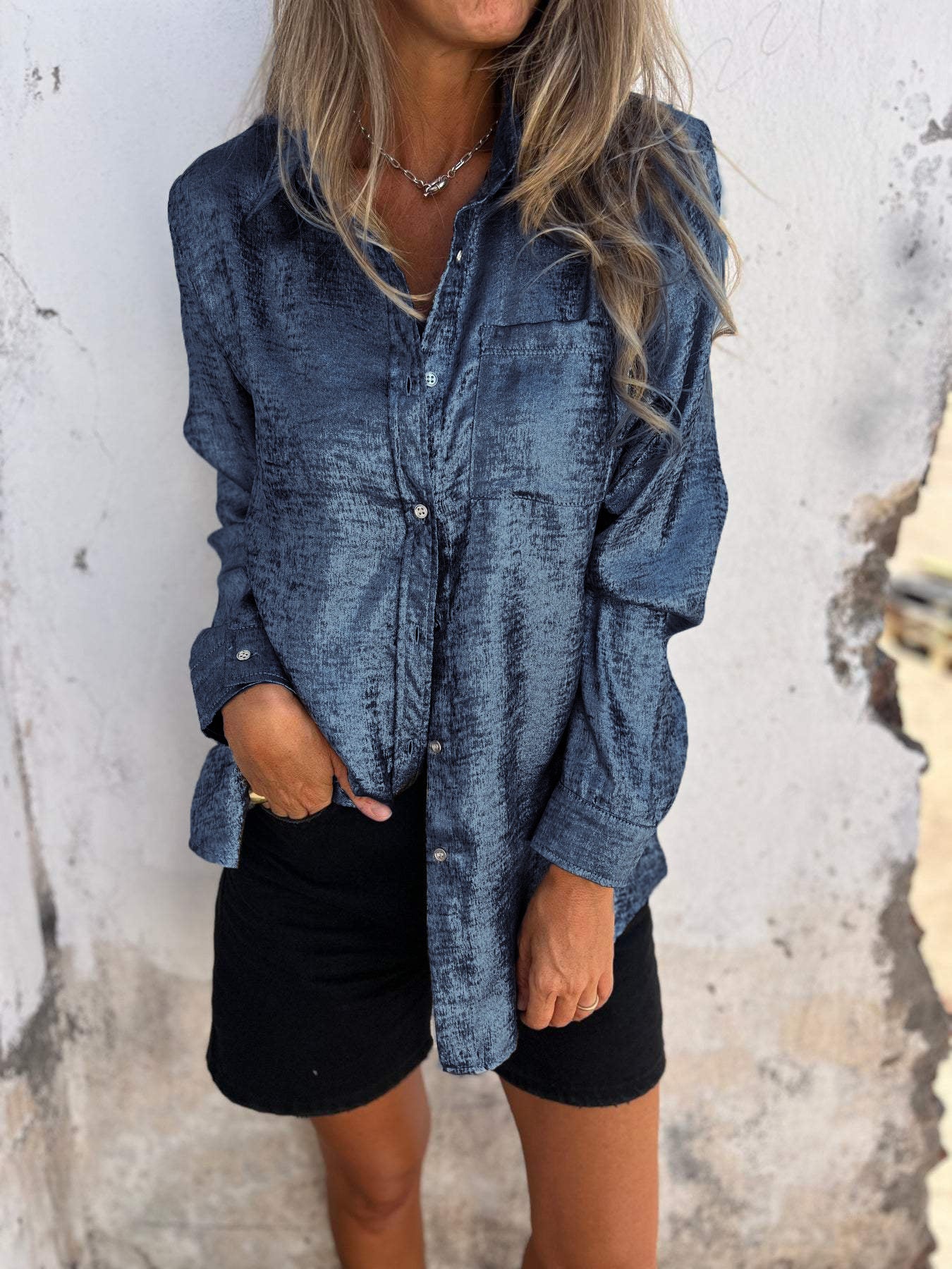 Trendy Ladies Blouse - Evelyn-Blue-S-Nora Luxe