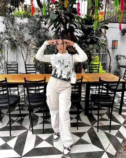 Trendy Ladies Cargo Jeans - Nova-White-XS-Nora Luxe