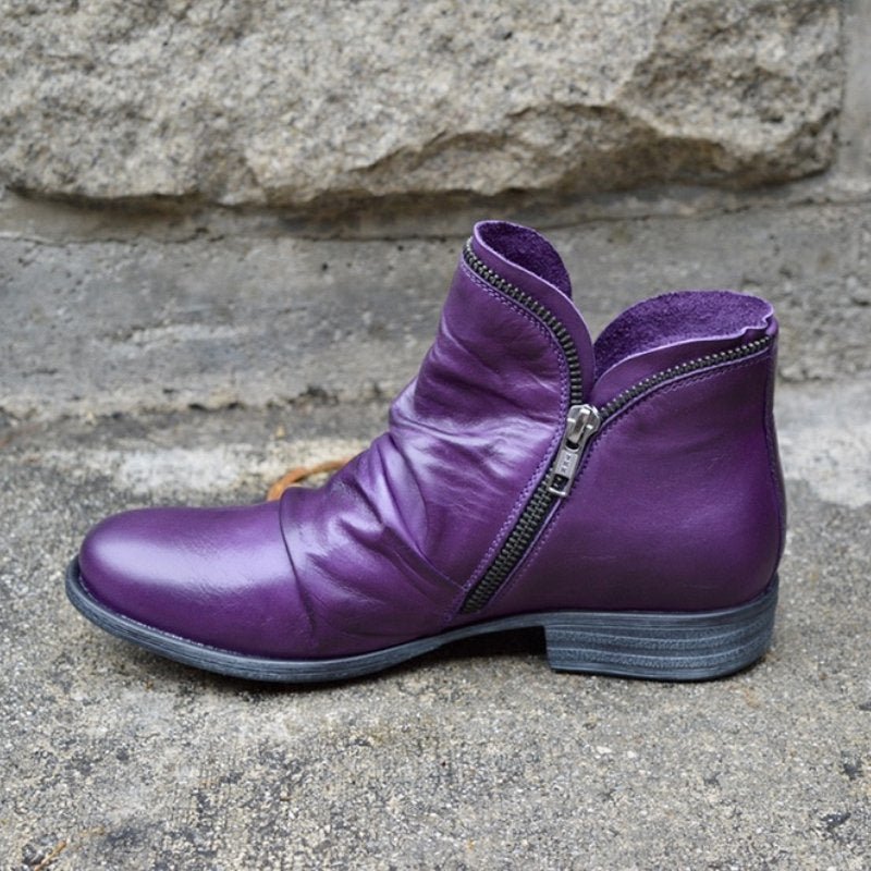 Trendy Leather Ankle Boots - Eva-Paars-2.5-Nora Luxe