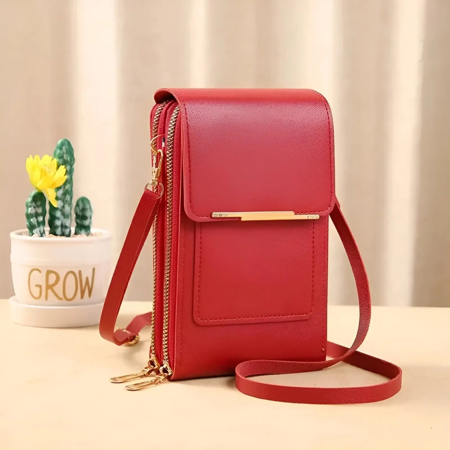 Trendy Leather Anti-Theft Women's Shoulder Bag - SecureStyle-Red-Nora Luxe