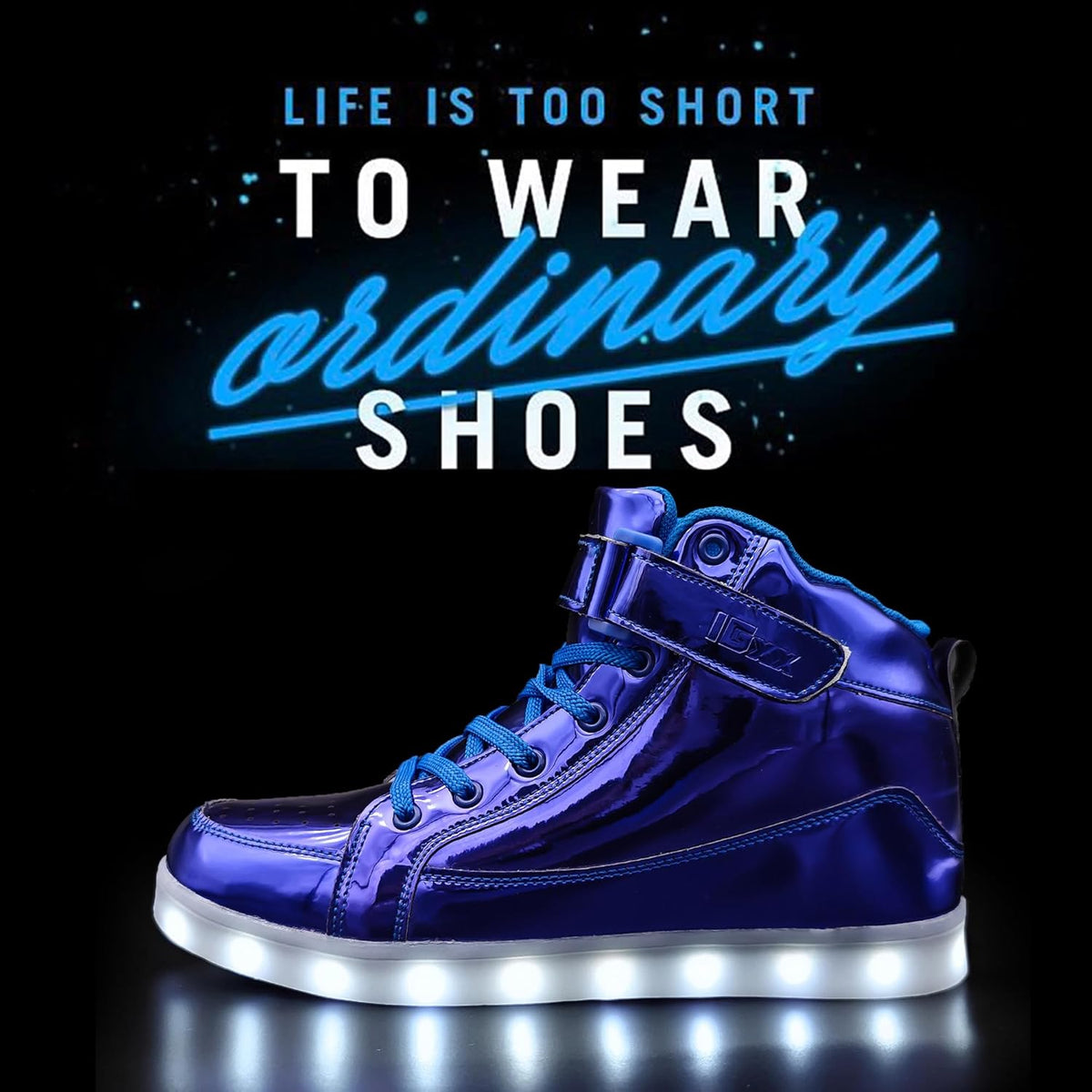 Trendy LED Sneakers with Rechargeable Lighting - LumaBoost-Black-2.5-Nora Luxe
