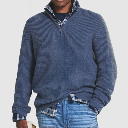 Trendy Men's Sweater - Carson-Blue-M-Nora Luxe