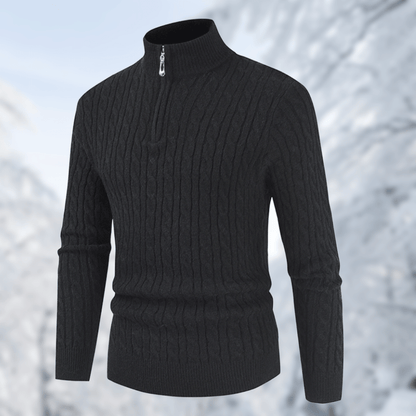 Trendy Men's Sweater with Stand-up Collar - Ruben-Black-M-Nora Luxe