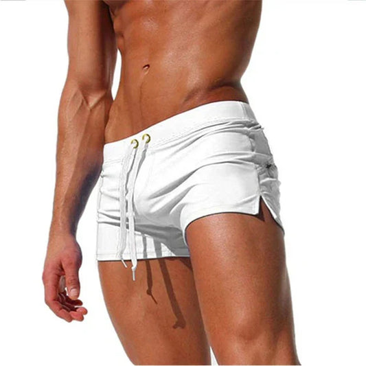 Trendy men's swim shorts with quick-drying material and comfortable fit - Arlan-White-S-The Livary