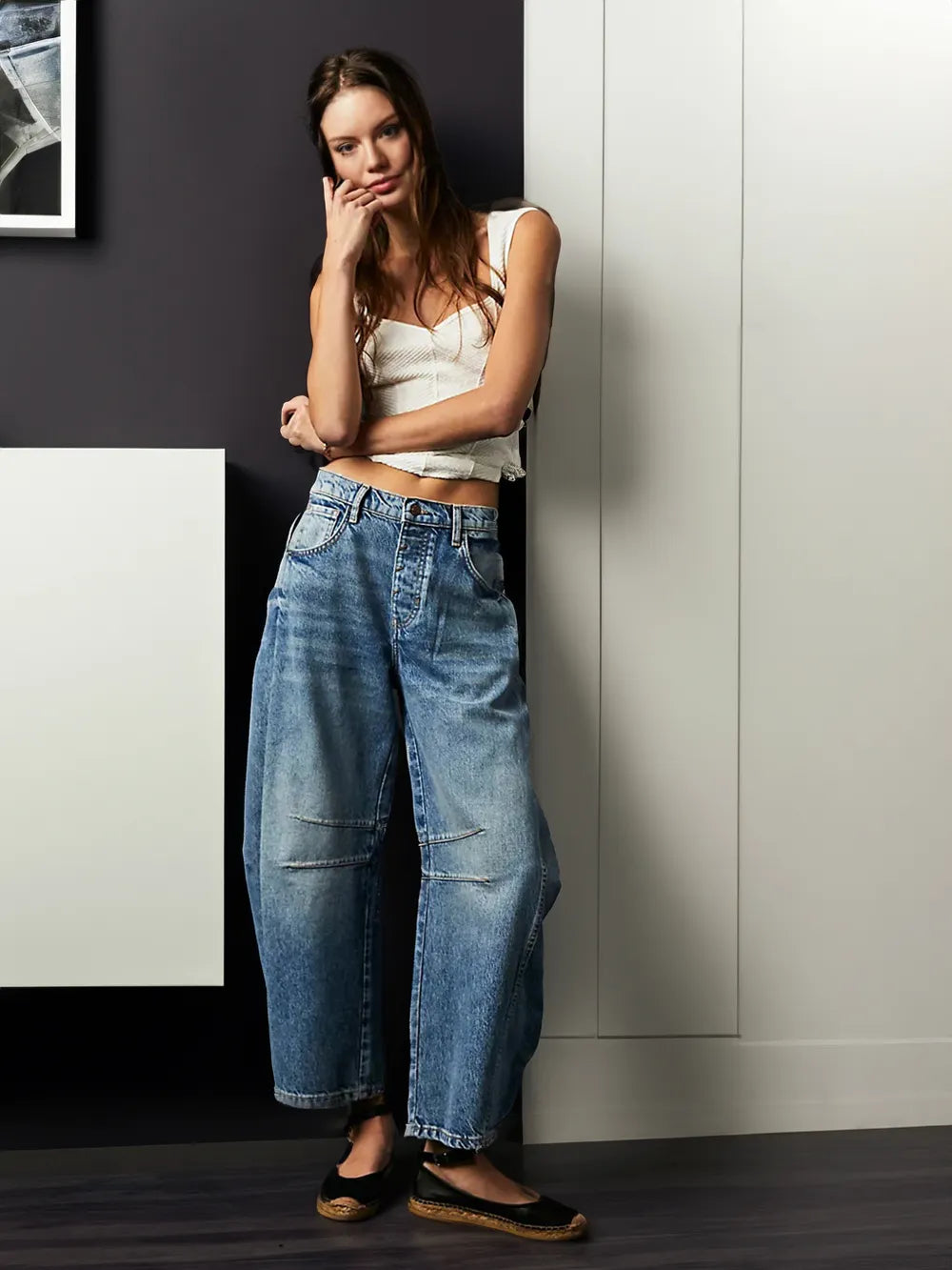 Trendy Mid-Rise Barrel Jeans - Livia-Blue-XS-Nora Luxe