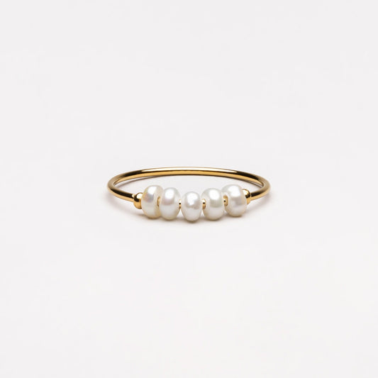 Trendy Mini Pearl Ring - Isolde-5-Gold-Nora Luxe