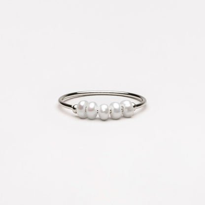 Trendy Mini Pearl Ring - Isolde-5-Silver-Nora Luxe