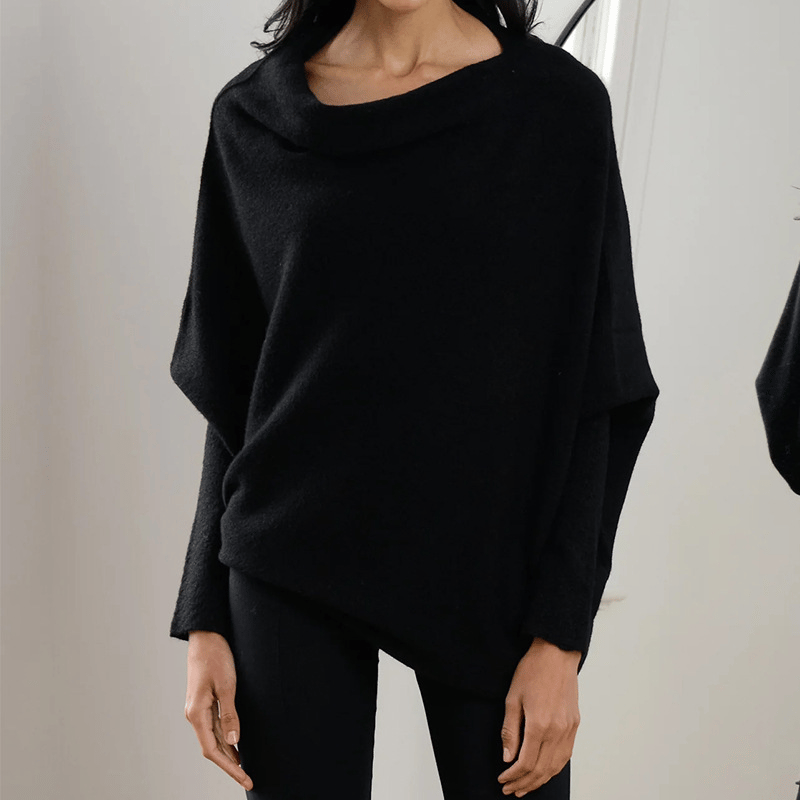 Trendy Off-Shoulder Sweater for Women - Livia-Black-S-Nora Luxe