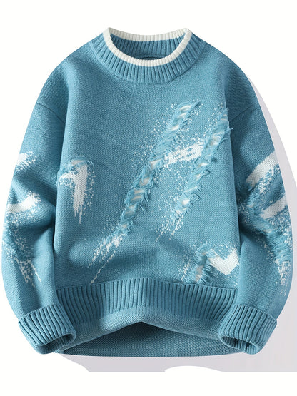 Trendy Oversized Knitted Sweater - Ethan-Light blue-XS-Nora Luxe