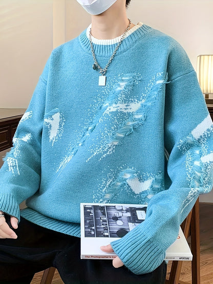 Trendy Oversized Knitted Sweater - Ethan-Light blue-XS-Nora Luxe