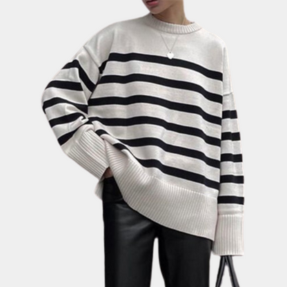 Trendy Oversized Striped Women's Sweater - Sophie-XS-Nora Luxe