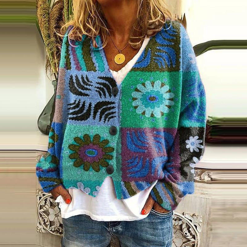 Trendy Patchwork Women's Waistcoat with Buttons - Elise-Style 3-S-Nora Luxe