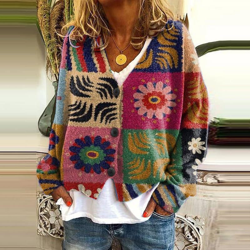 Trendy Patchwork Women's Waistcoat with Buttons - Elise-Style 4-S-Nora Luxe