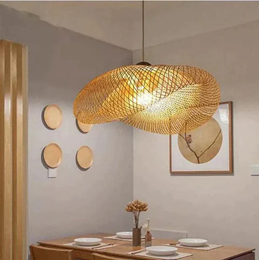 Trendy Rattan Pendant Light - NaturGlow-A-15.75 in-Nora Luxe