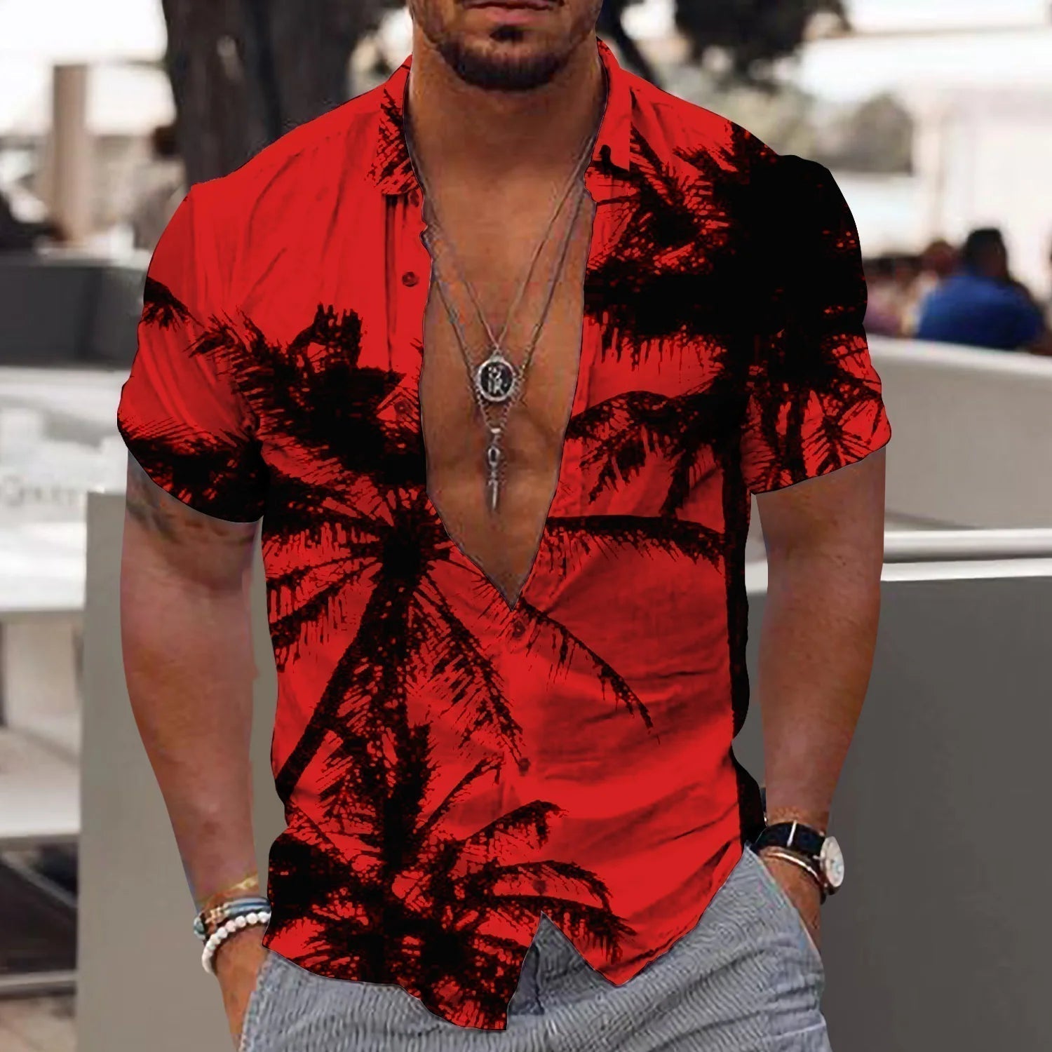 Trendy Shirt with Tropical Print - Kaikura-S-State of Style