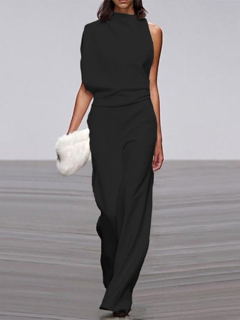 Trendy Sleeveless Jumpsuit - Mira-Black-4-Nora Luxe