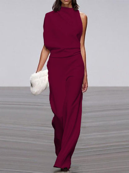 Trendy Sleeveless Jumpsuit - Mira-Bordeaux-4-Nora Luxe