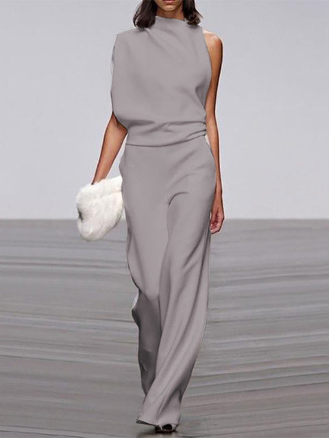 Trendy Sleeveless Jumpsuit - Mira-Dark gray-4-Nora Luxe