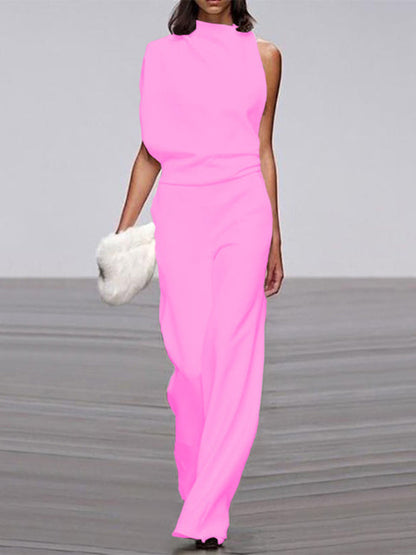 Trendy Sleeveless Jumpsuit - Mira-Pink-4-Nora Luxe