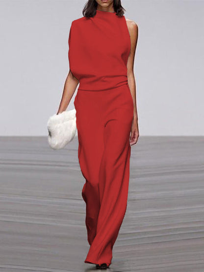 Trendy Sleeveless Jumpsuit - Mira-Red-4-Nora Luxe