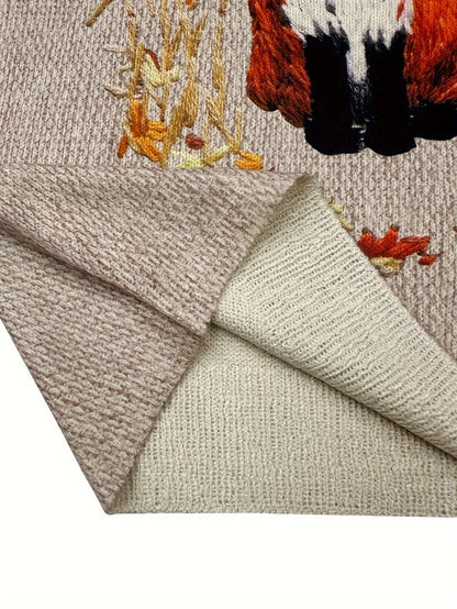 Trendy Sweater with Fox Print - Elisanne-S-Nora Luxe