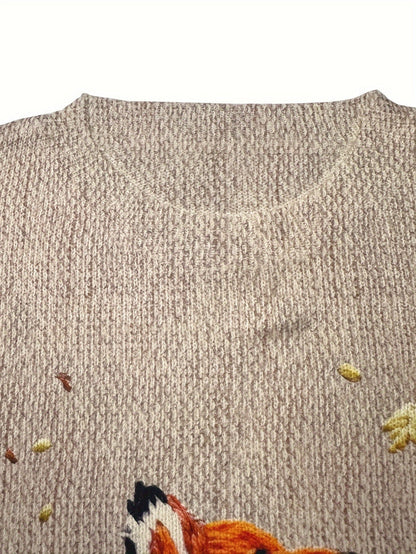 Trendy Sweater with Fox Print - Elisanne-S-Nora Luxe