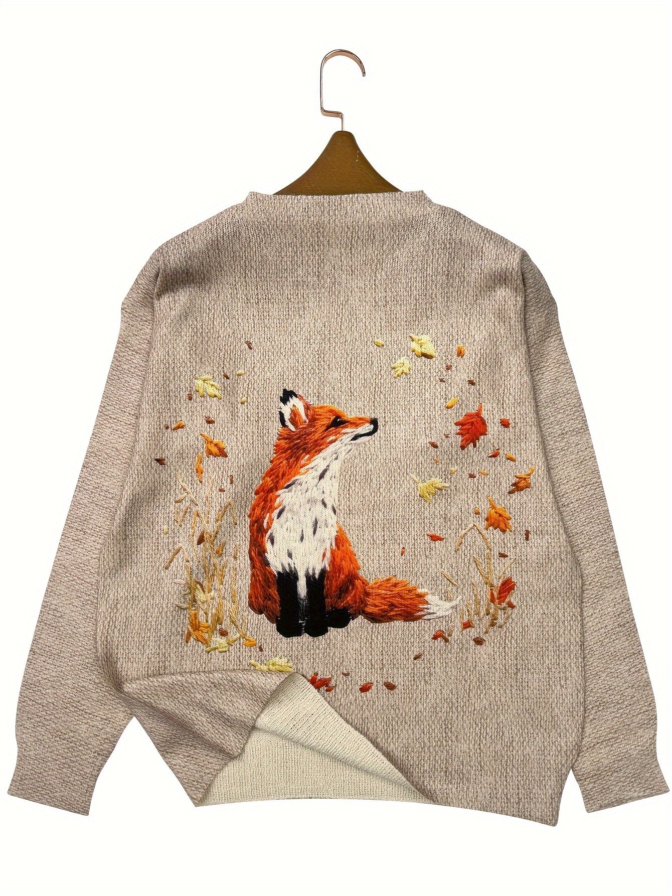 Trendy Sweater with Fox Print - Elisanne-S-Nora Luxe