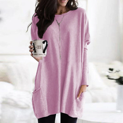 Trendy Tunic with Long Sleeves - Celina-Dark pink-S-Nora Luxe