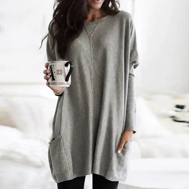 Trendy Tunic with Long Sleeves - Celina-Dark pink-S-Nora Luxe