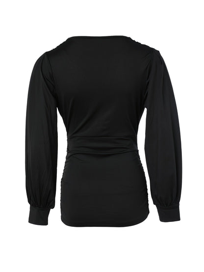Trendy V-Neck Top With Charming Ruffles - Elise-S-Khaki-Nora Luxe