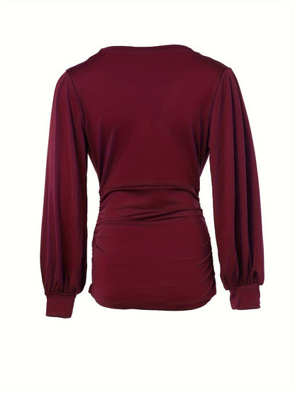 Trendy V-Neck Top With Charming Ruffles - Elise-S-Khaki-Nora Luxe