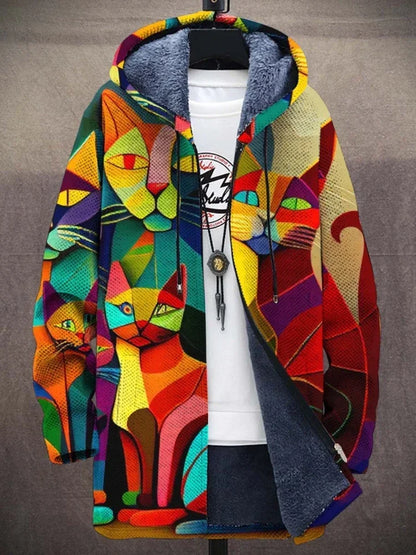 Trendy Women's Coat with Artistic Print - Isa-Style 2-S-Nora Luxe