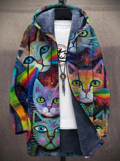 Trendy Women's Coat with Artistic Print - Isa-Style 3-S-Nora Luxe
