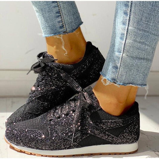 Trendy Women's Glitter Sneakers - Miranda-Black-3.0-Nora Luxe